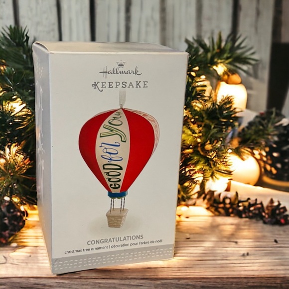 Hallmark Other - Hallmark Keepsake “Congratulations” Hot Air Balloon Christmas Ornament 2016 NIB